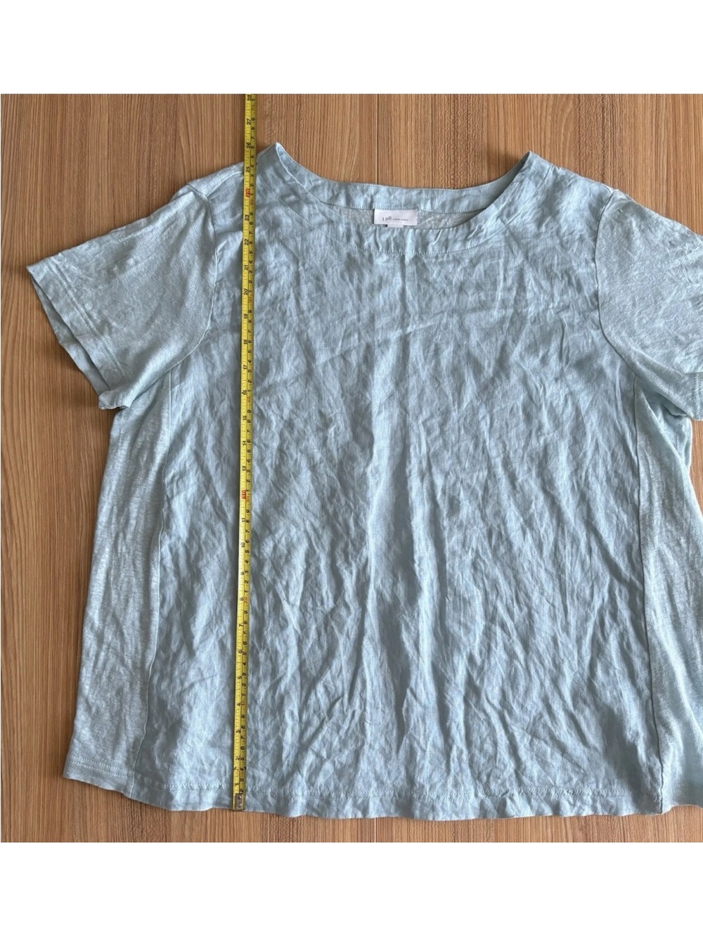 J Jill Love Linen Short Sleeve Top Wmns 1X Aqua Flowy Comfort Coastal Lagenlook - Picture 6 of 8
